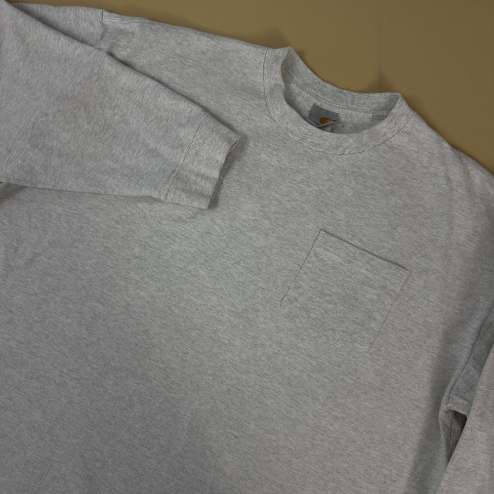 Carhartt K126 Long Sleeve Pocket T-Shirt Heather Grey 2XL Loose Fit Workwear